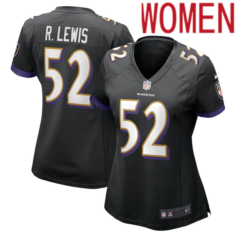 Women Baltimore Ravens 52 Ray Lewis Nike Black Retired Player NFL Jersey
